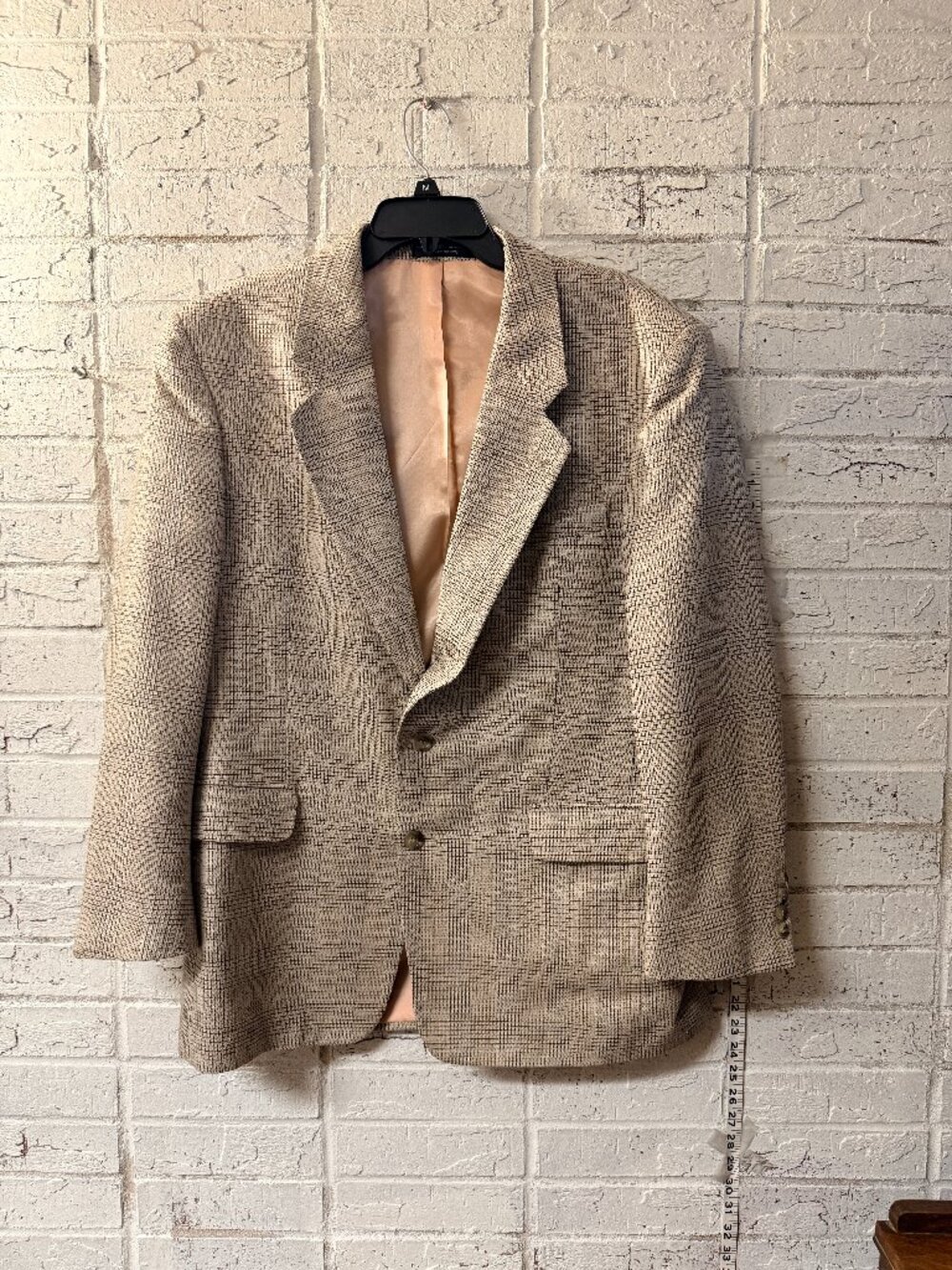 Gianfranco Ruffini Italy Glen Plaid Blazer Vintage Tan Wool Sport Coat 42R